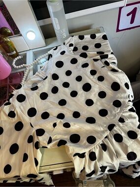 Amazon White Midi Dress with Black Polka Dots